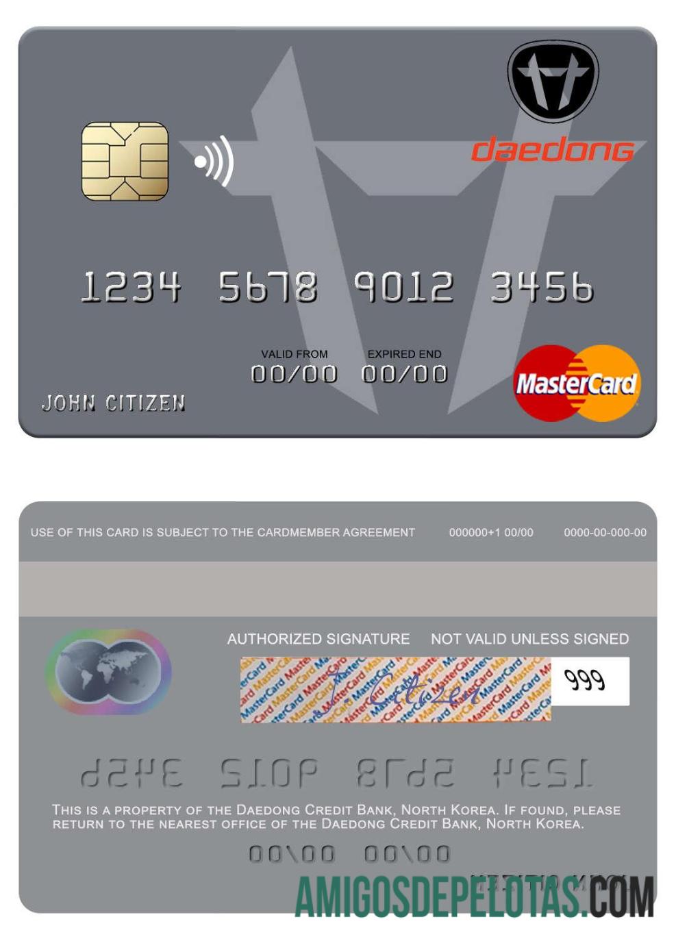 North Korea Daedong Credit Bank Mastercard download for verification